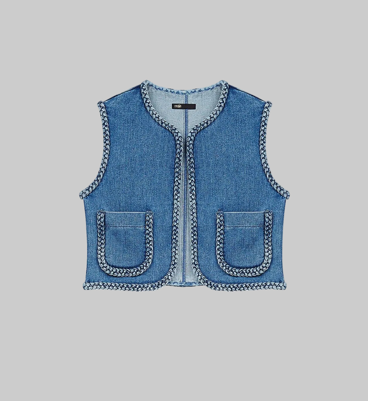 MAJE Braided Denim Vest - Size 36