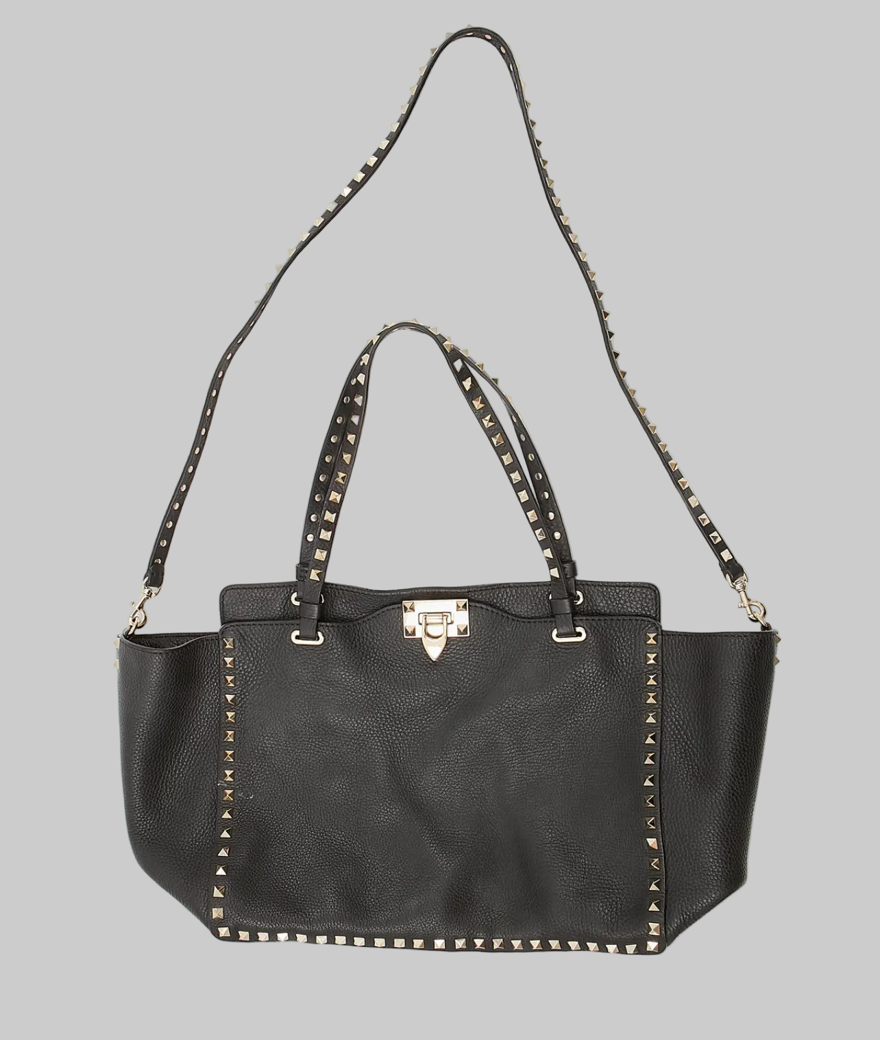 VALENTINO GARAVANI Black Leather Rockstud Tote