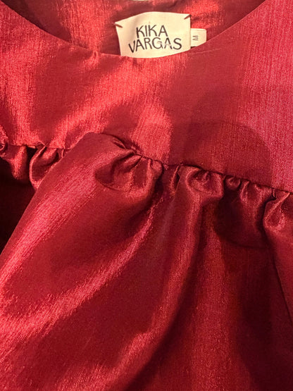 KIKI VARGAS CHIARA PUFF SLEEVE TAFFETA BABYDOLL TOP - Size M