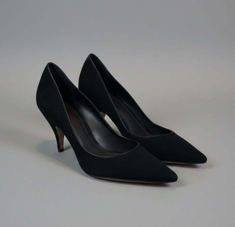 THE ROW Black Satin Distressed Pump - Size 36