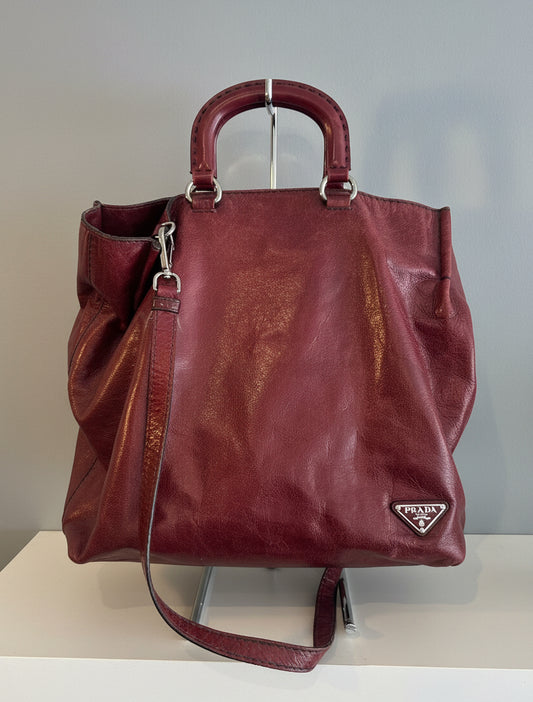 PRADA Red Vitello Shine Leather