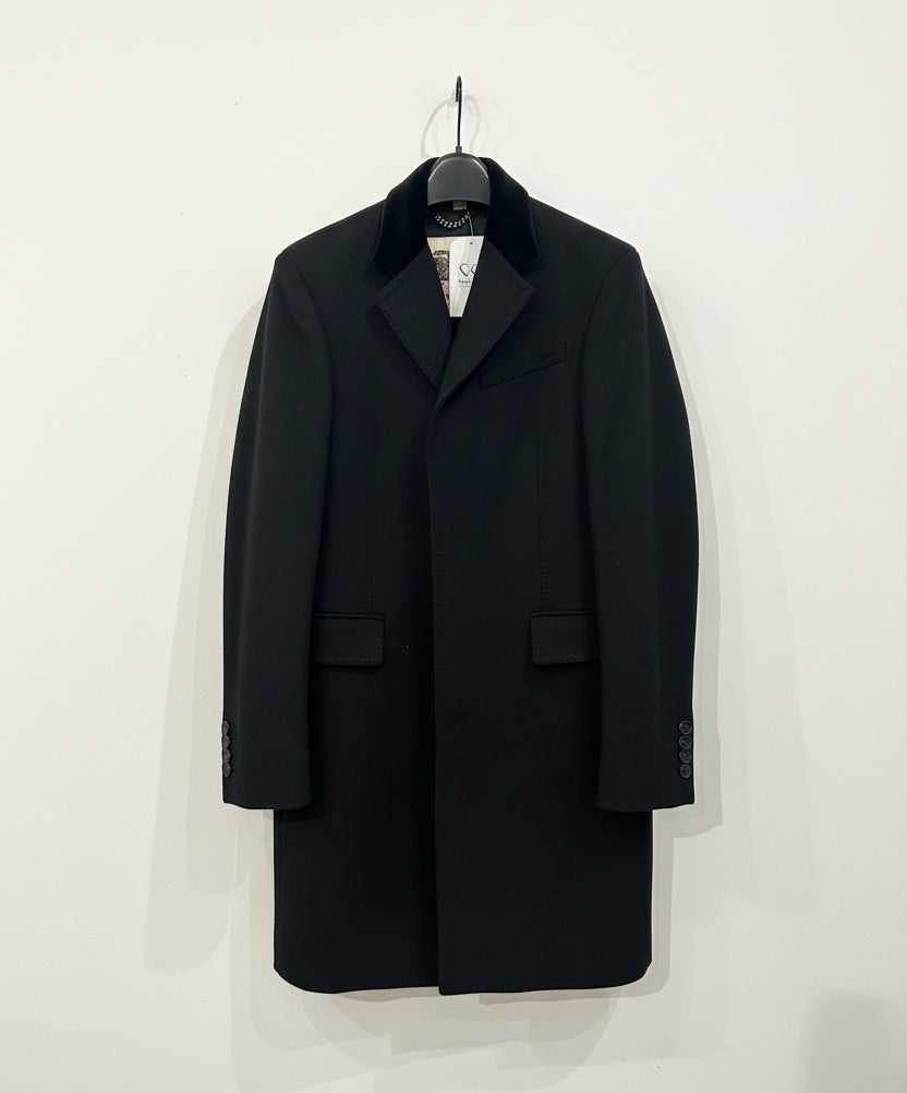 BURBERRY Black Wool & Cashmere Coat - Size 44 (xs)