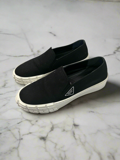 PRADA Canvas Slip-On Sneakers - Size 37.5