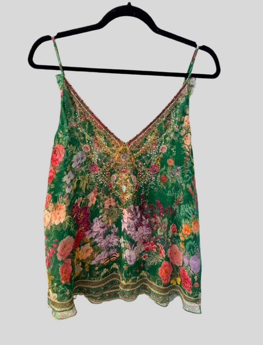 Camilla Gathered Cami With Adjustable Straps - Size M