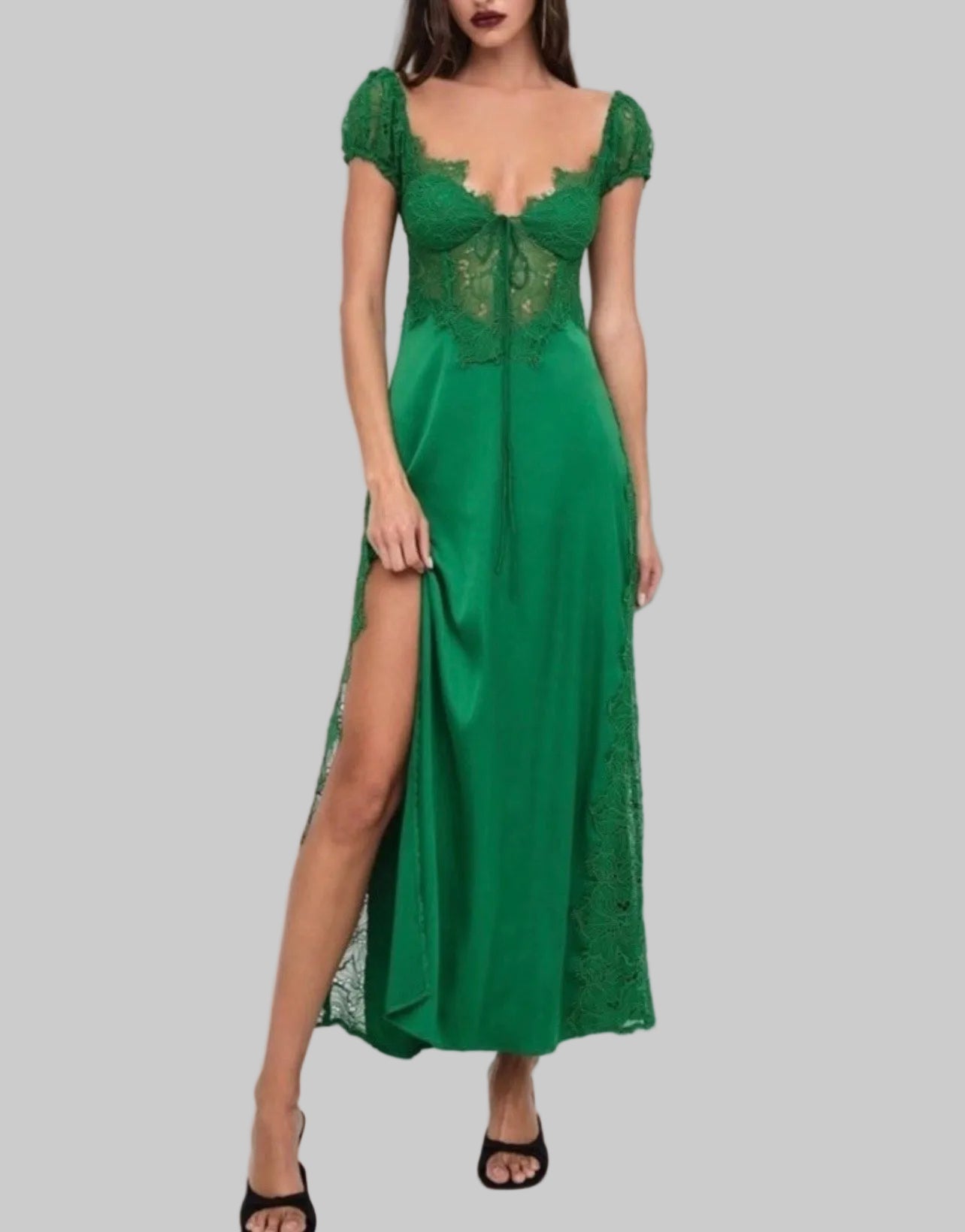 FOR LOVE & LEMONS Green Lace Midi Dress - Size xs