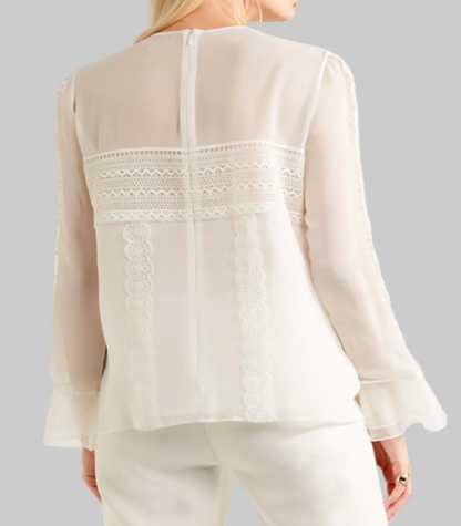 GIAMBATTISTA VALLI Lace Mesh Blouse - Size L