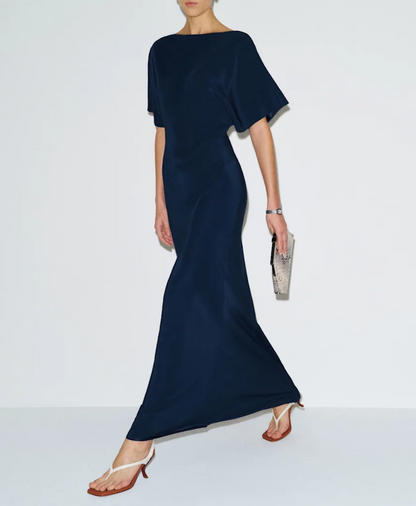 REFORMATION Caila Navy Silk Dress - Size M