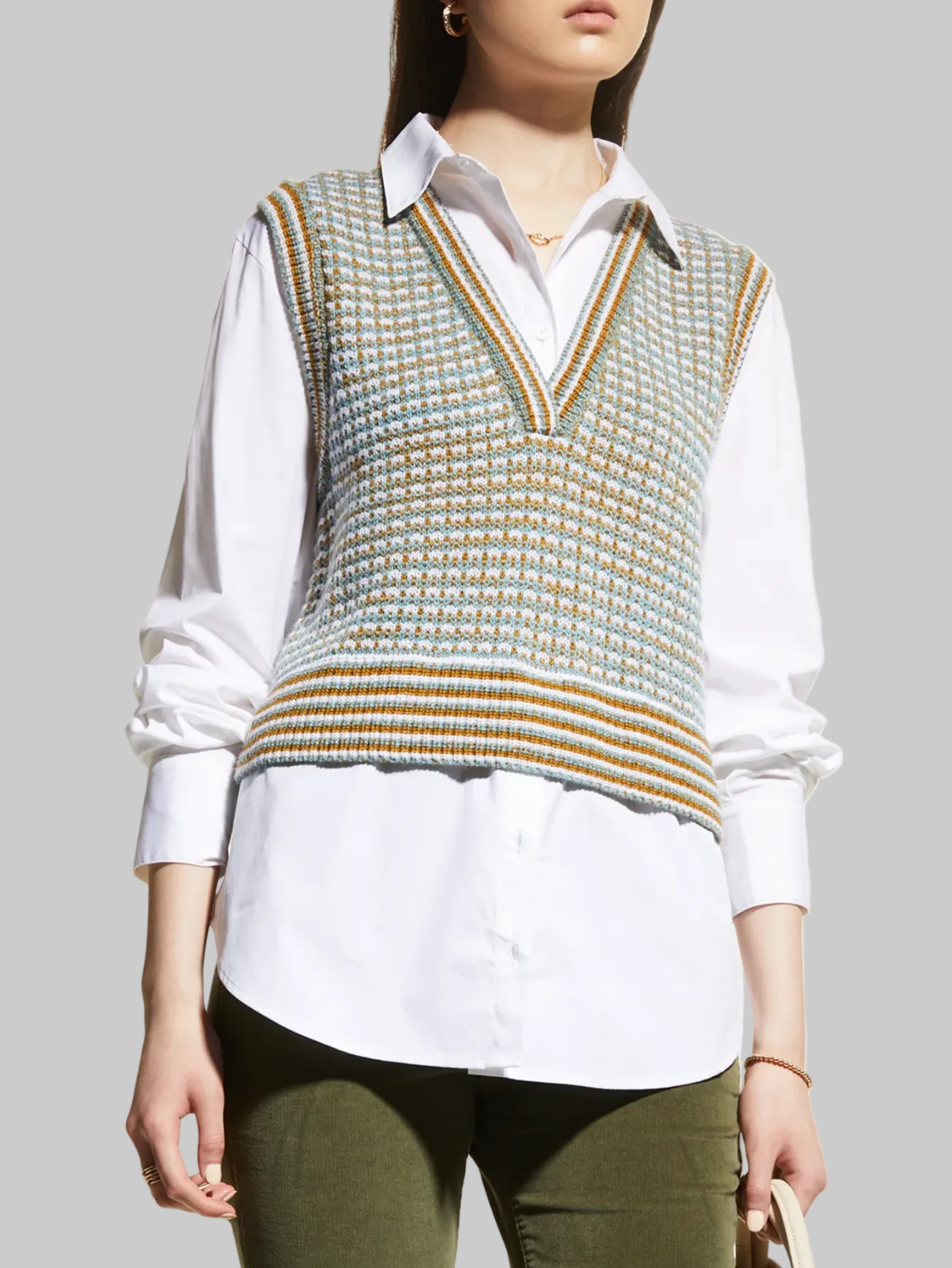 VERONICA BEARD Vest With White Button Up - Size s