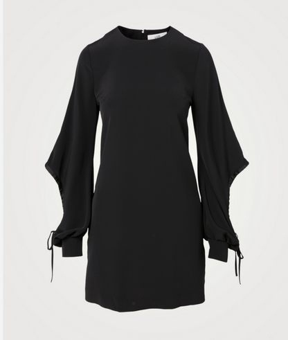 Victoria Victoria Beckham Drawstring-Sleeve Satin Crepe Shift Dress - Size 10
