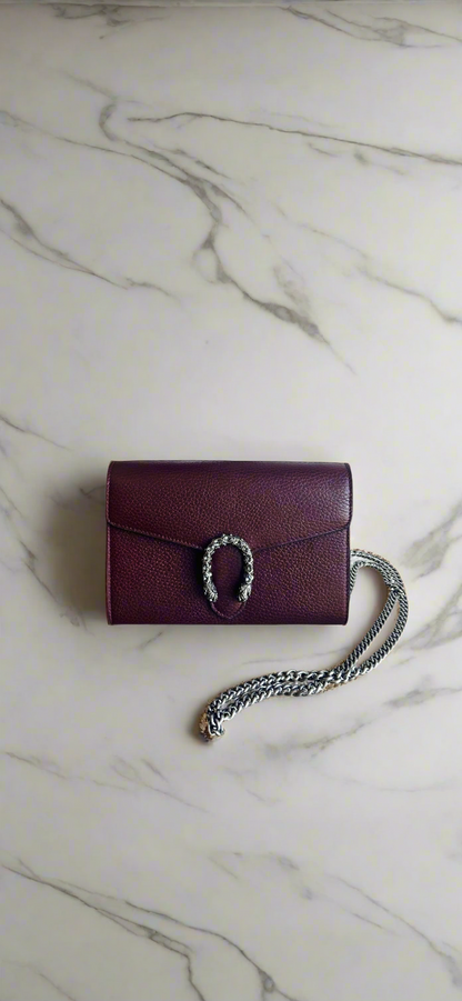 GUCCI Burgundy Leather Mini Dionysus