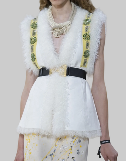 MIU MIU F/W 2020 shearling & Crystal Embellished Vest - Size S