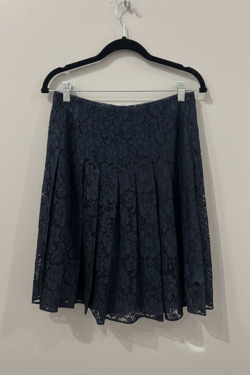 PRADA Navy Lace Midi Skirt - Size 42