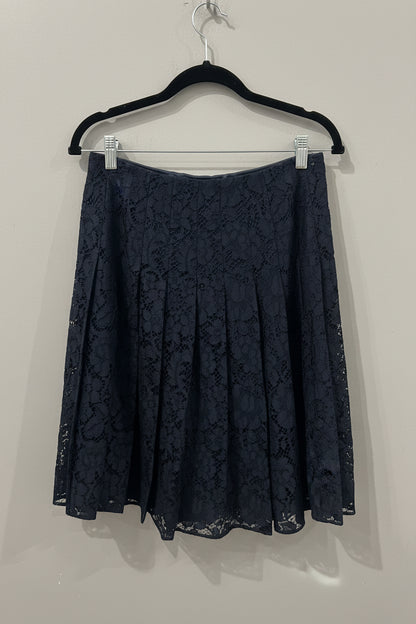 PRADA Navy Lace Midi Skirt - Size 42