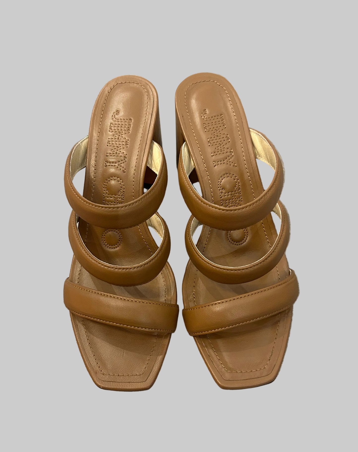 JIMMY CHOO Auna 65 Leather Slides - Size 38.5