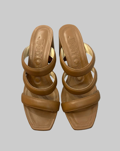 JIMMY CHOO Auna 65 Leather Slides - Size 38.5