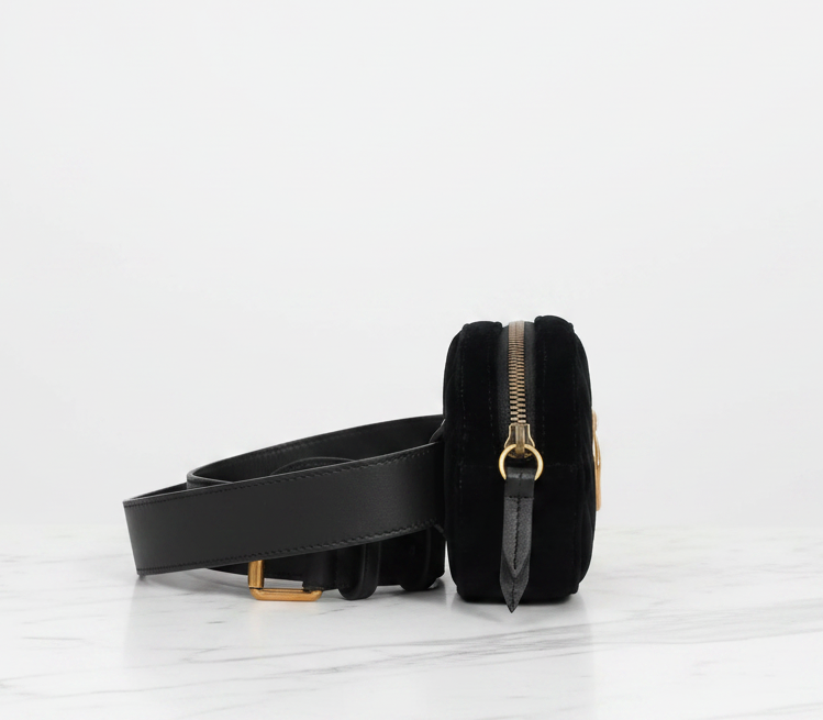 GUCCI Chevron Velvet Marmont Belt Bag