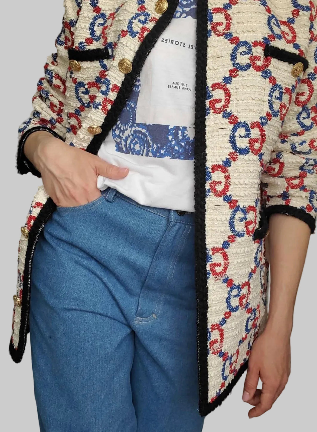 GUCCI Tweed GG Sylvie Jacket - Size S