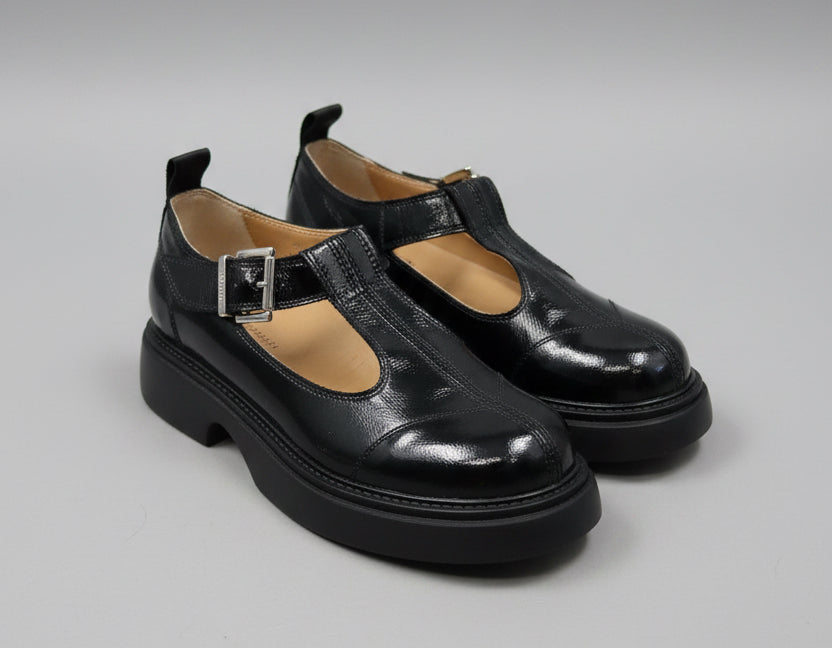 GANNI Black Leather Mary Jane’s - Size 8