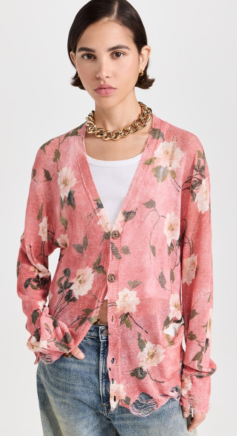 R13 Linen Floral Cardigan - Size L