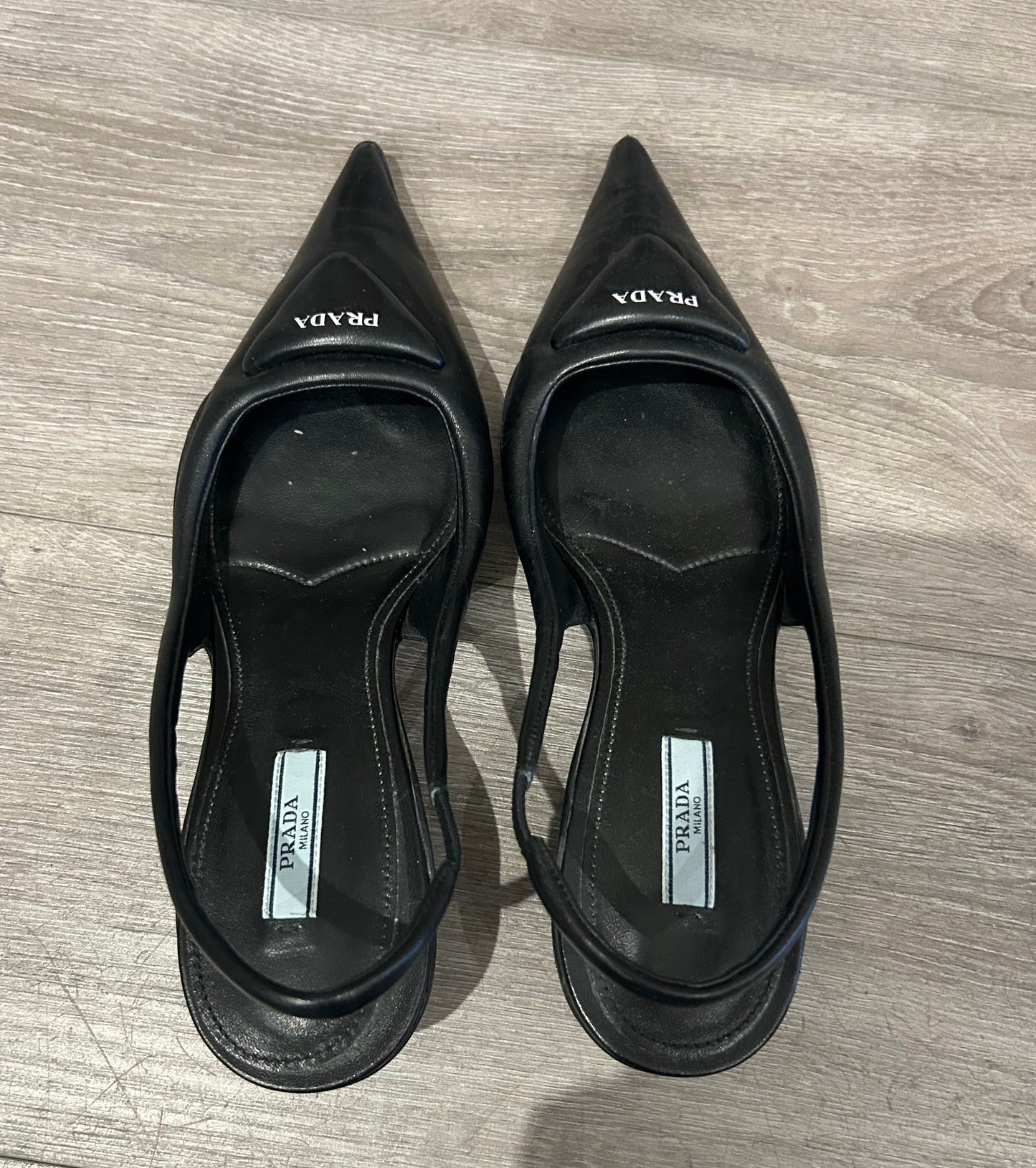 PRADA Leather Slingback Kitten Heels - Size 38