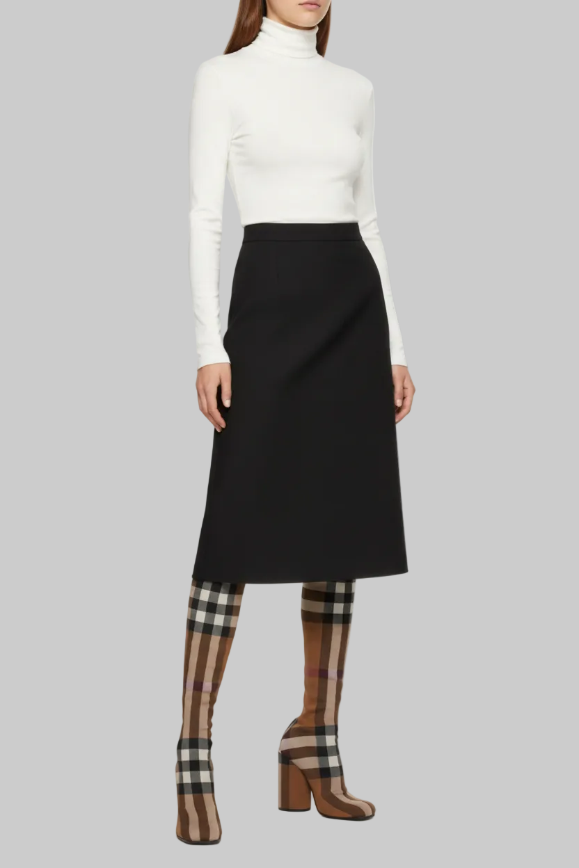 BURBERRY Knit Check Over-The-Knee Boots - Size 37.5