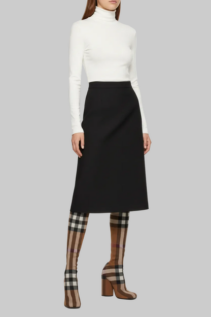 BURBERRY Knit Check Over-The-Knee Boots - Size 37.5