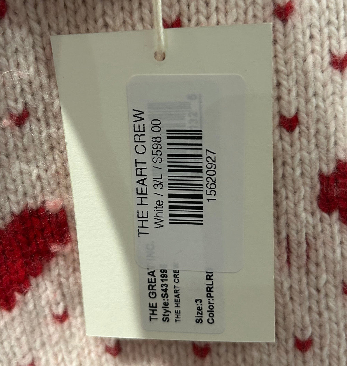 NEW* THE GREAT The Intarsia Heart Wool Blend Sweater - Size L