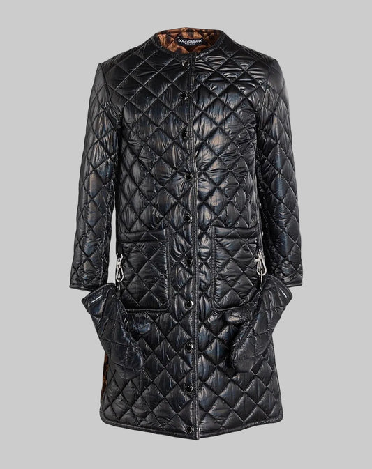 DOLCE & GABBANA Patent Quilted Coat Including Gloves - Size 38