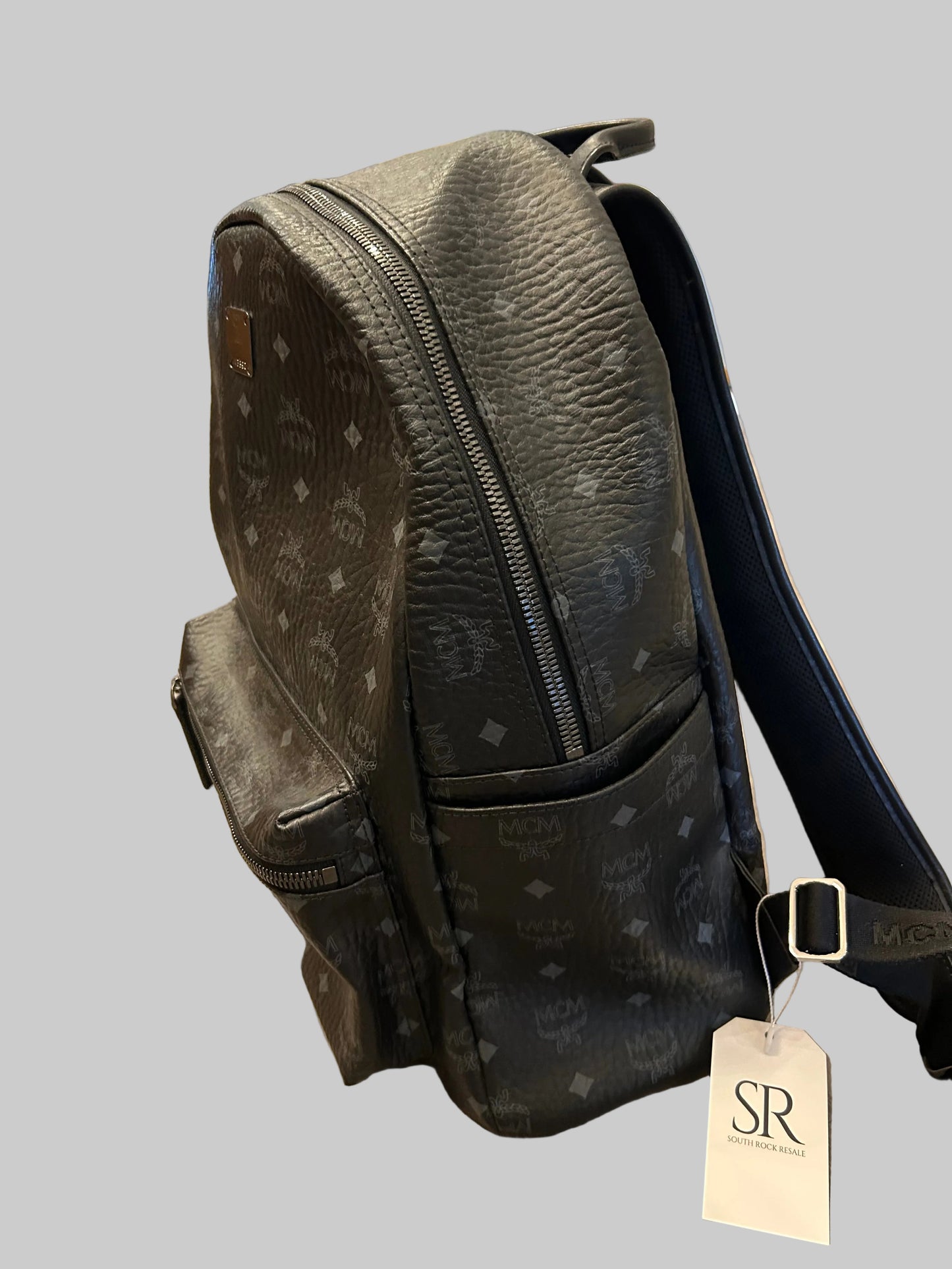MCM Black Visetos Leather Backpack