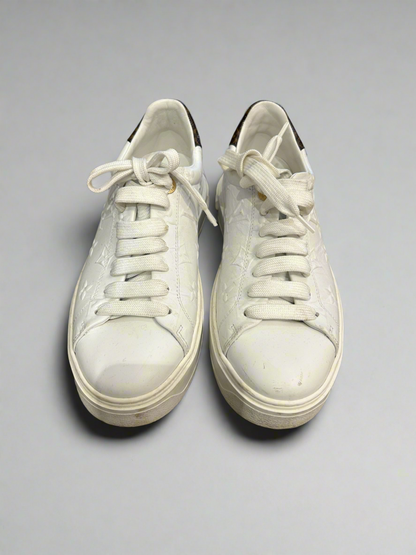 LOUIS VUITTON White Monogram Sneakers - Size 37.5