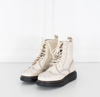 ALEXANDER MCQUEEN Brogue Lace Up Boots - Size 37