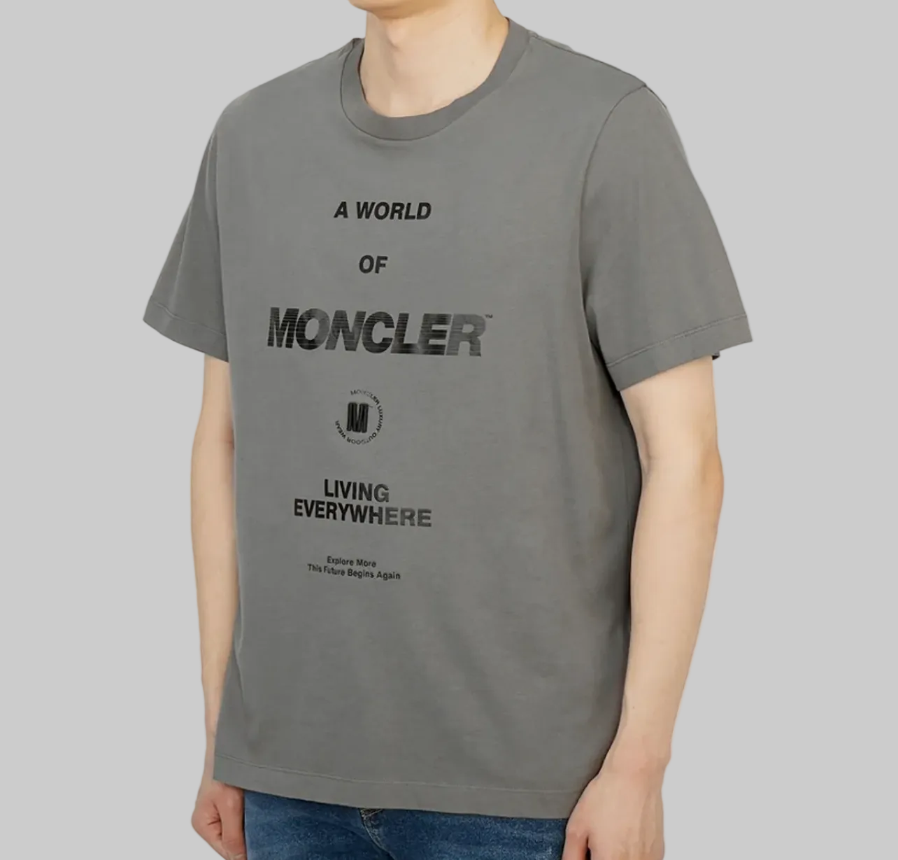 MONCLER Grey Graphic T-Shirt - Size S