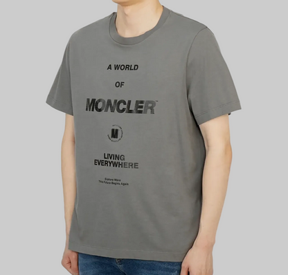 MONCLER Grey Graphic T-Shirt - Size S