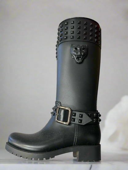 PHILIPP PLEIN Kingdom Studded Rain Boots - Size 37