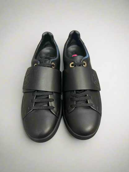 LOUIS VUITTON Black Leather Sneakers - Size 37.5
