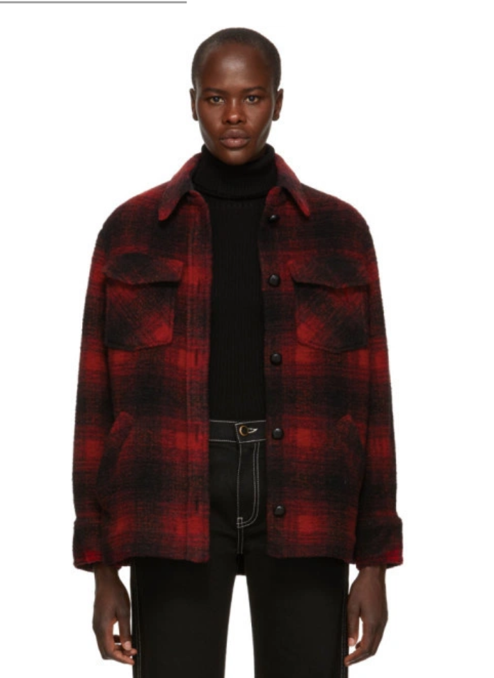 ISABEL MARANT ETOILE Black and Red Wool Gast Jacket - Size S