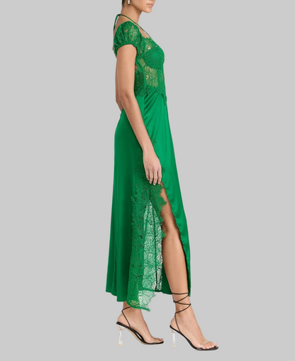 FOR LOVE & LEMONS Green Lace Midi Dress - Size xs