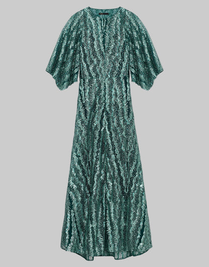 NEW*MAJE Rilousa Sequin Maxi Dress - Size 38