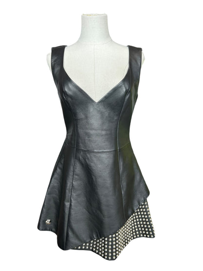 PHILIPP PLEIN Studded Leather Mini Dress - Size Small