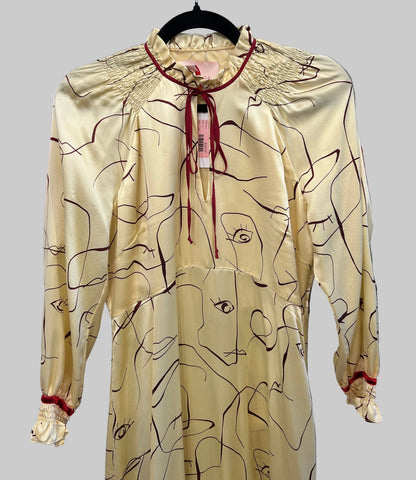 ROKSANDA Yellow Silk Printed Dress - Size 10