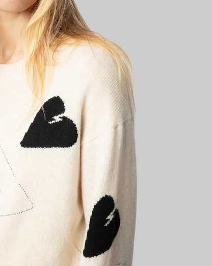 NEW* ZADIG & VOLTAIRE Markus Off-White Rhinestone Sweater - Size L