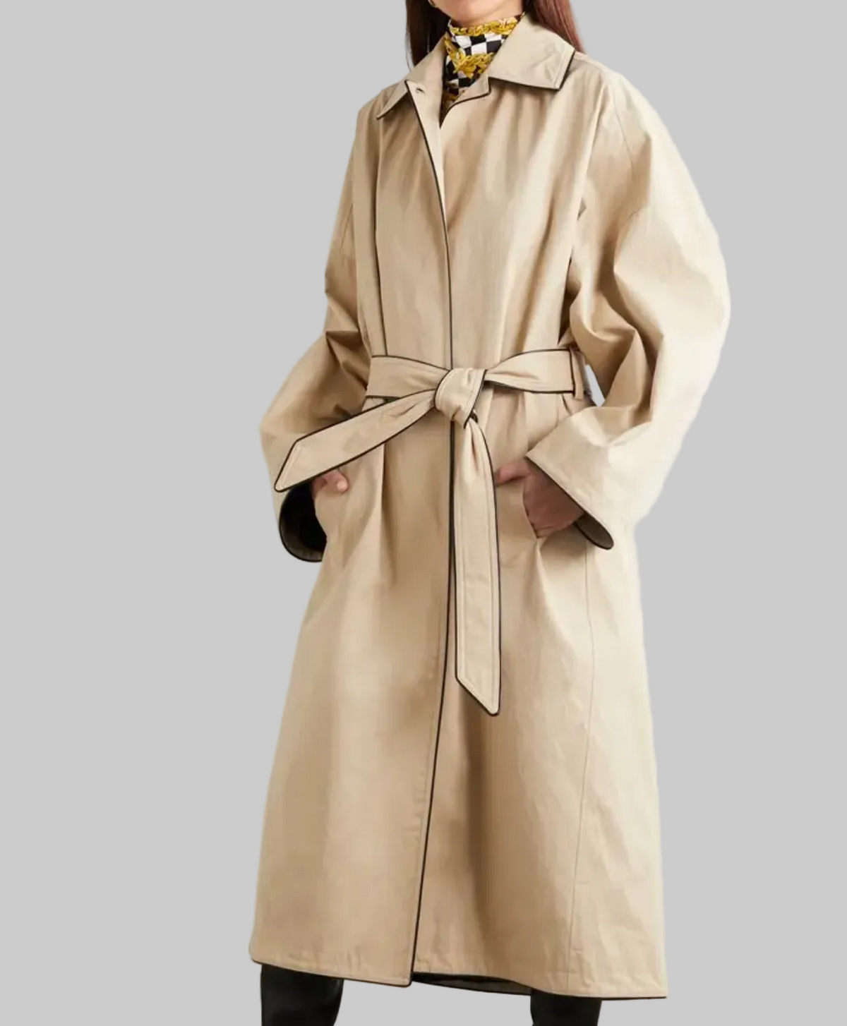 BALENCIAGA Faux Leather-Trimmed Cotton-Gabardine Trench Coat - Size xs (oversized)