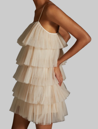 ANTHROPOLOGIE Tiered Ruffle Mini Dress - Size xs