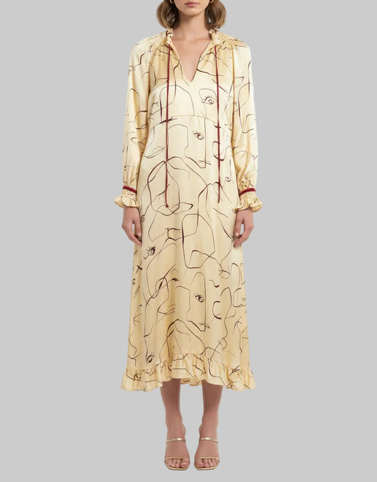 ROKSANDA Yellow Silk Printed Dress - Size 10