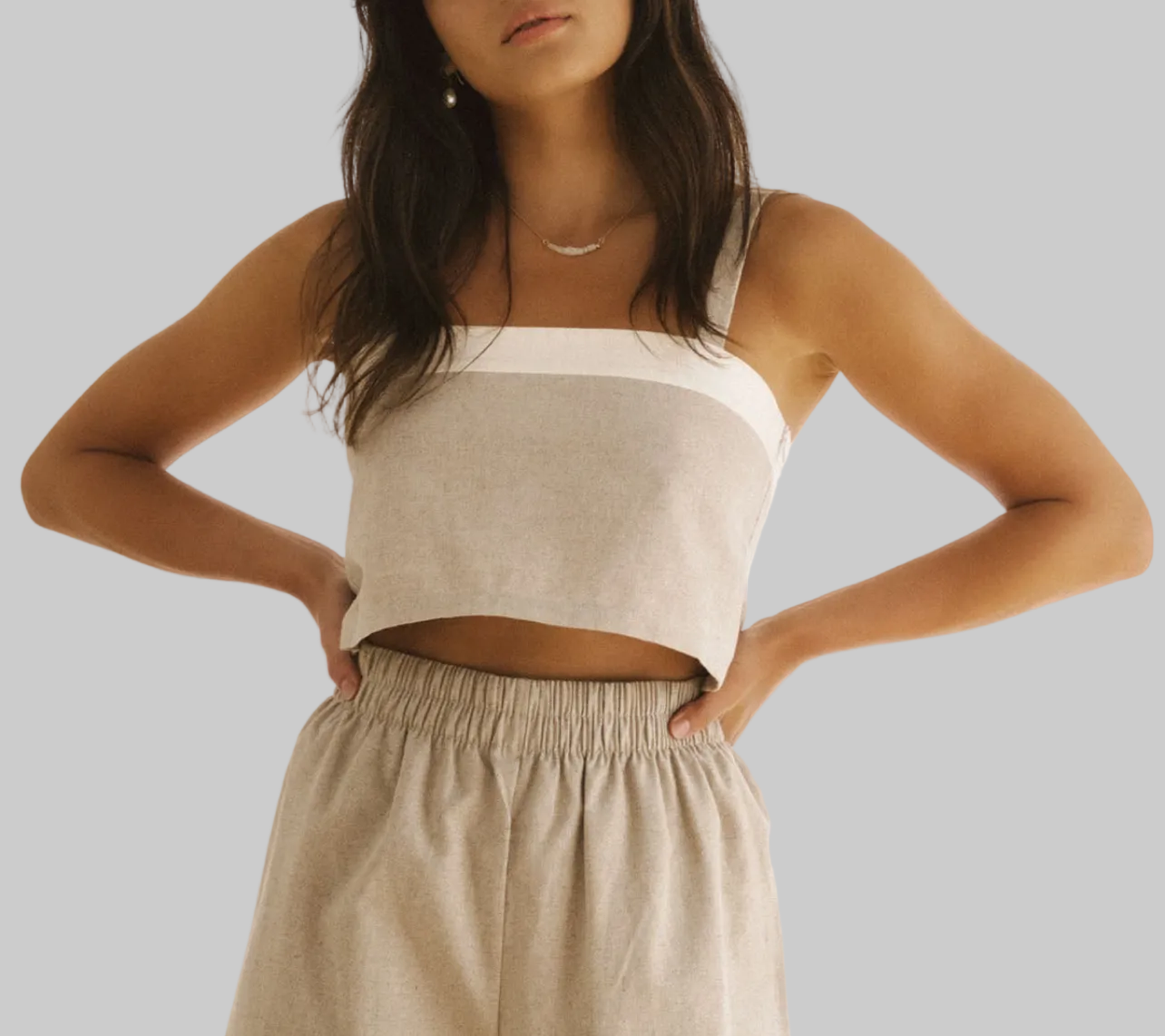 HARLY JAE Linen Crop Top - Size S