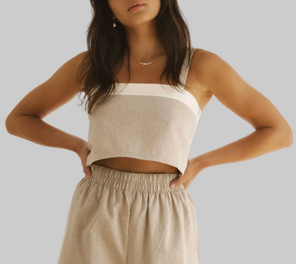 HARLY JAE Linen Crop Top - Size S