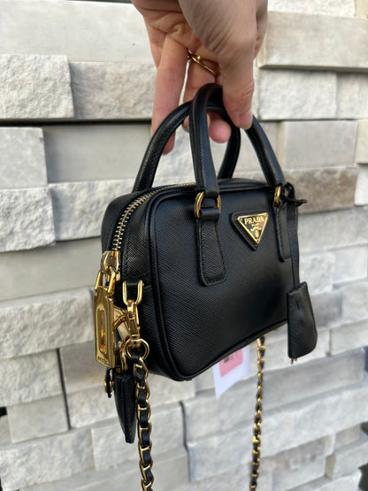 PRADA Lux Saffiano Mini Bauletto Bag