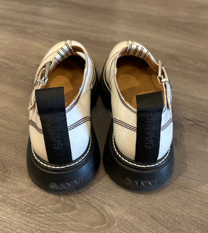 GANNI White Leather Mary Jane’s - Size 8