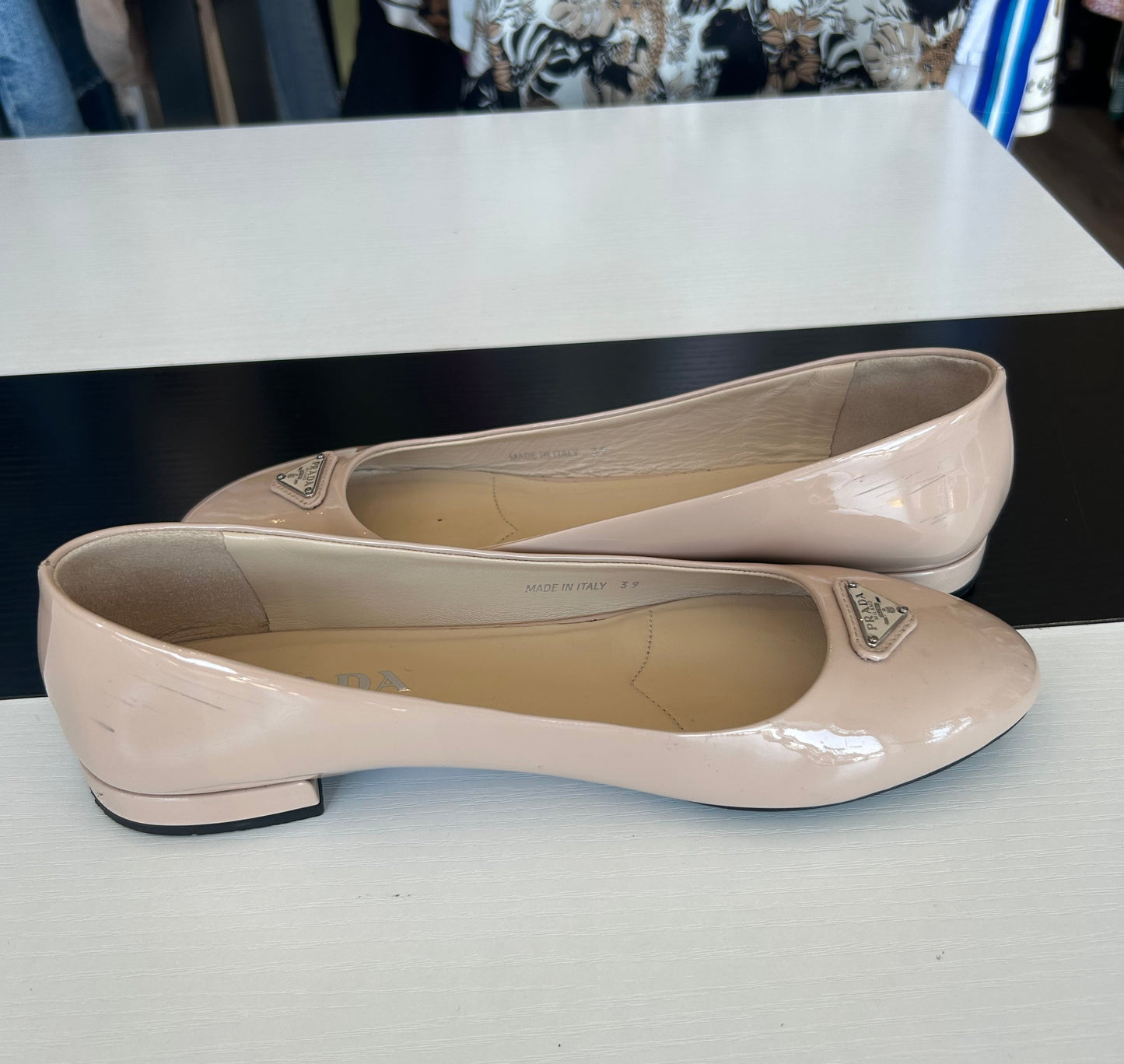 PRADA Patent Nude Flats - Size 39