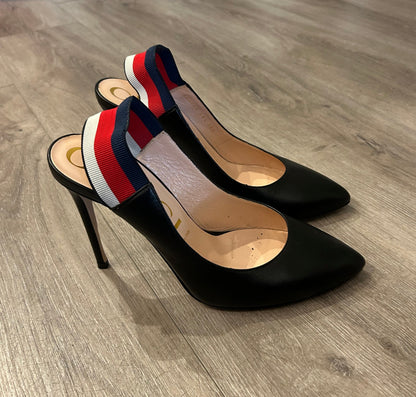 GUCCI Sylvie Web Slingbacks - Size 39.5